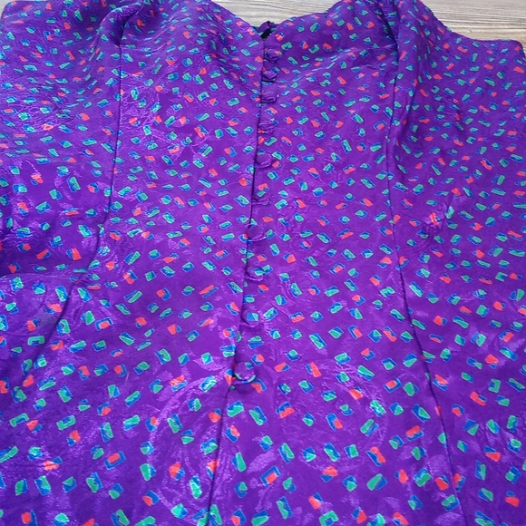 Vintage Silky Patterned Colorful VS Nightie Lingerie Flowy Mini Dress - Picture 6 of 16